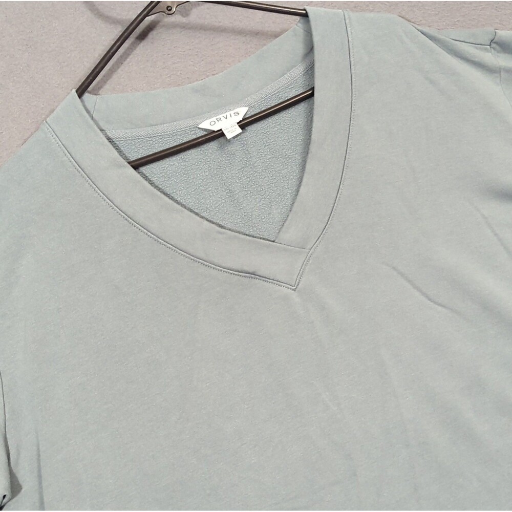 Orvis Sweatshirt Women's XXL Blue V-Neck Dropped Shoulders Pullover